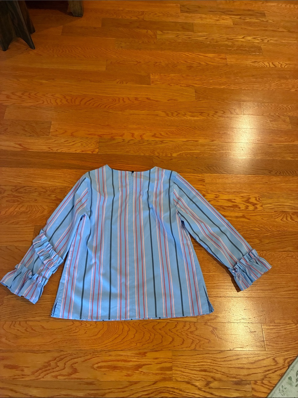 Halogen Light Blue Striped Ruffle Blouse - Picture 4 of 4